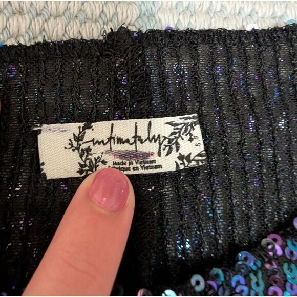 NWOT Free People Gold Rush Long Sleeve in Black Combo Sz Small and Medium Sequin - Picture 6 of 7